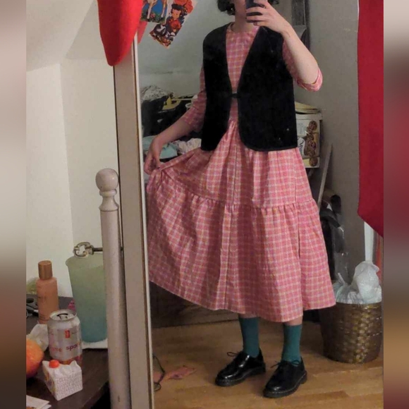 70s Vintage handmade tiered prairie Maxie dress - Picture 6 of 6